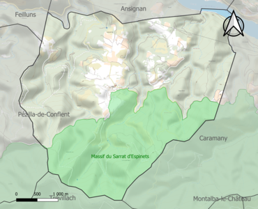 Carte de la ZNIEFF de type 1 sur la commune.