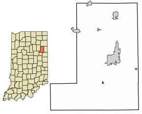 Location of Poneto in Wells County, Indiana.