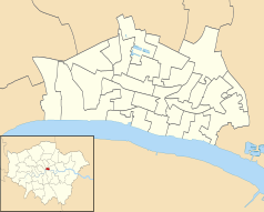 Mapa konturowa City of London, po prawej znajduje się punkt z opisem „Aviva plc”