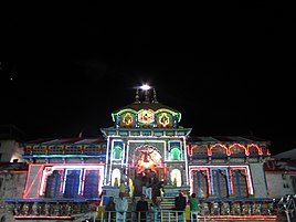 Badrinath temple at night