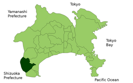 Situering van Hakone in de prefectuur Kanagawa