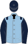 Light blue, dark blue epaulets, sleeves and cap