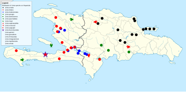 Limia species distribution map Hispaniola