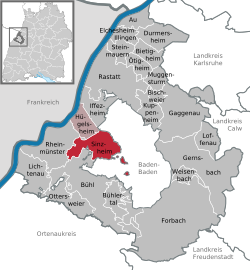 Elhelyezkedése Baden-Württemberg térképén