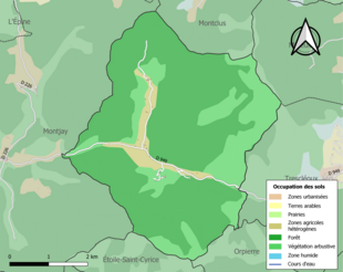 Carte en couleurs présentant l'occupation des sols.