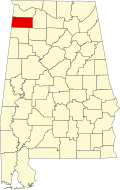 Map of Alabama highlighting Franklin County