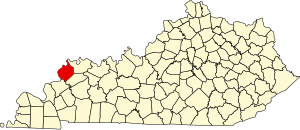 Map of Kentucky highlighting Union County