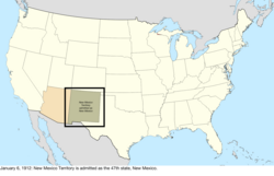 Map of the change to the United States in central North America on January 6, 1912