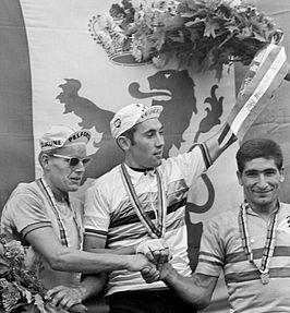 Ramón Sáez met Jan Janssen en Eddy Merckx in 1967