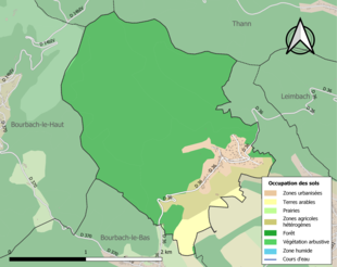 Carte en couleurs présentant l'occupation des sols.