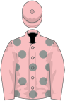 Pink, grey spots, pink sleeves and cap