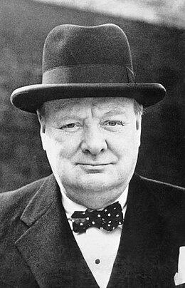 Winston Churchill met zijn karakteristiek homburg