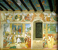 Lenda de St. Brigitta (detalle coa familia do fundador), fresco, Trescore Balneario, 1524