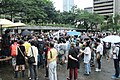 Rassemblement dans le parc en soutien à Edward Snowden en 2013.