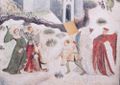 Meister Venceslao (1352–1411): Schneeballschlacht (Wandfresco, Detail), um 1400