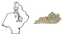 Location of Sonora in Hardin County, Kentucky.