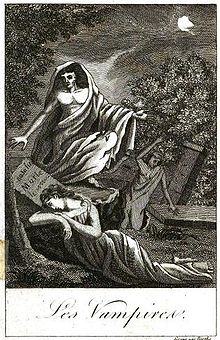 Gravure de l'ouvrage de Collin de Plancy : Histoire des vampires et des spectres malfaisans avec un examen du vampirisme, 1820