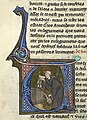 Bewoonde initiaal, Li livres dou Santé, late dertiende eeuw, f.44v - BL Sloane MS 2435