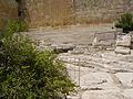 Pilgrim steps as they approach the Double Huldah Gate