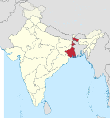 Ligging van Wes-Bengale in Indië