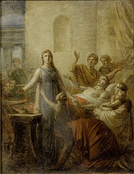 "Alcestis offert haarzelf op voor Admetus", door Heinrich Friedrich Füger (tussen 1803 en 1805)