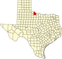 Map of Teksas highlighting Wilbarger County