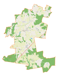 Mapa konturowa gminy Milejewo, w centrum znajduje się punkt z opisem „Milejewo”