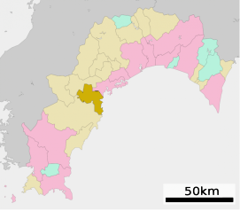 Lokasi Nakatosa di Prefektur Kōchi