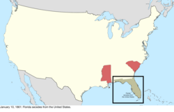 Map of the change to the international disputes involving the United States in central North America on January 10, 1861