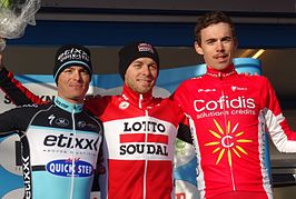 podium Le Samyn 2015: Gianni Meersman (2), Kris Boeckmans (1) & Christophe Laporte (3)