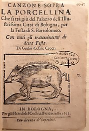 Canzone Sopra La Porcellina de Giulio Cesare Croce, Bolonha, 1622