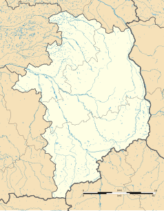 Mapa konturowa Cher, w centrum znajduje się punkt z opisem „Saint-Doulchard”