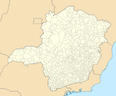 Mapa konturowa Minas Gerais, u góry po prawej znajduje się punkt z opisem „Porteirinha”