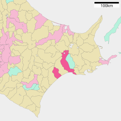 Kushiron sijainti Hokkaidōn prefektuurissa