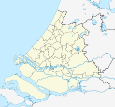 Mapa konturowa Holandii Południowej, w centrum znajduje się punkt z opisem „Voorburg”