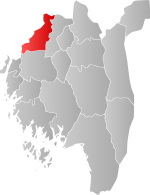 Mapa do condado de Vestfold com Hobøl em destaque.