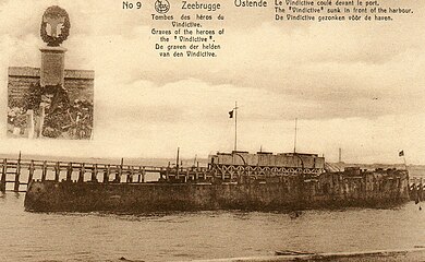 HMS Vindictive sunk after the Second Ostend Raid