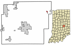 Location of Wilkinson in Hancock County, Indiana.