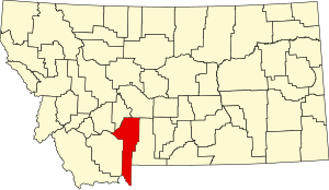 Map of Montana highlighting Gallatin County