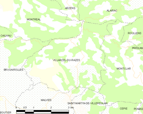 Poziția localității Villarzel-du-Razès