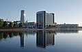 Reflections of Baltimore Tower in the still waters of Millwall Dock. 13 September 2016.