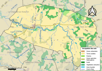 Carte des infrastructures et de l'occupation des sols de la commune en 2018 (CLC).