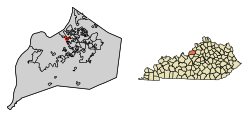 Location of Brownsboro Village in Jefferson County, Kentucky