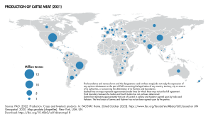 Production of beef worldwide, by country in 2021.