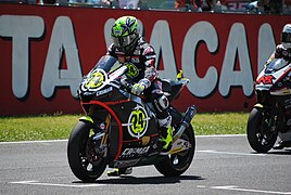 Toni Elías sur sa Moriwaki MD600 lors du Grand Prix moto d'Italie 2010.