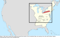 Map of the change to the United States in central North America in March 1780