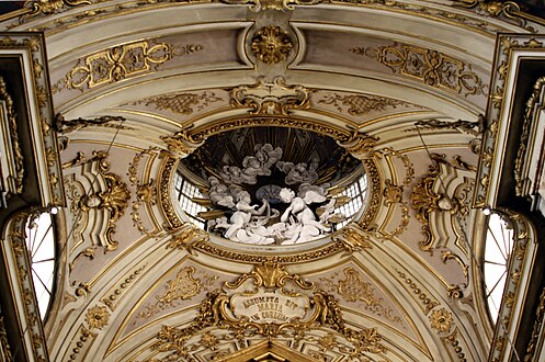 Baroque oculus (opaion) in a dome of the Ravenna Cathedral, Ravenna, Italy