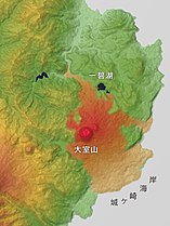 周辺地形と大室山の溶岩流