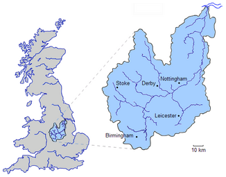 Log und Eihzugsgebiet van River Trent