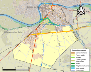 Carte en couleurs présentant l'occupation des sols.